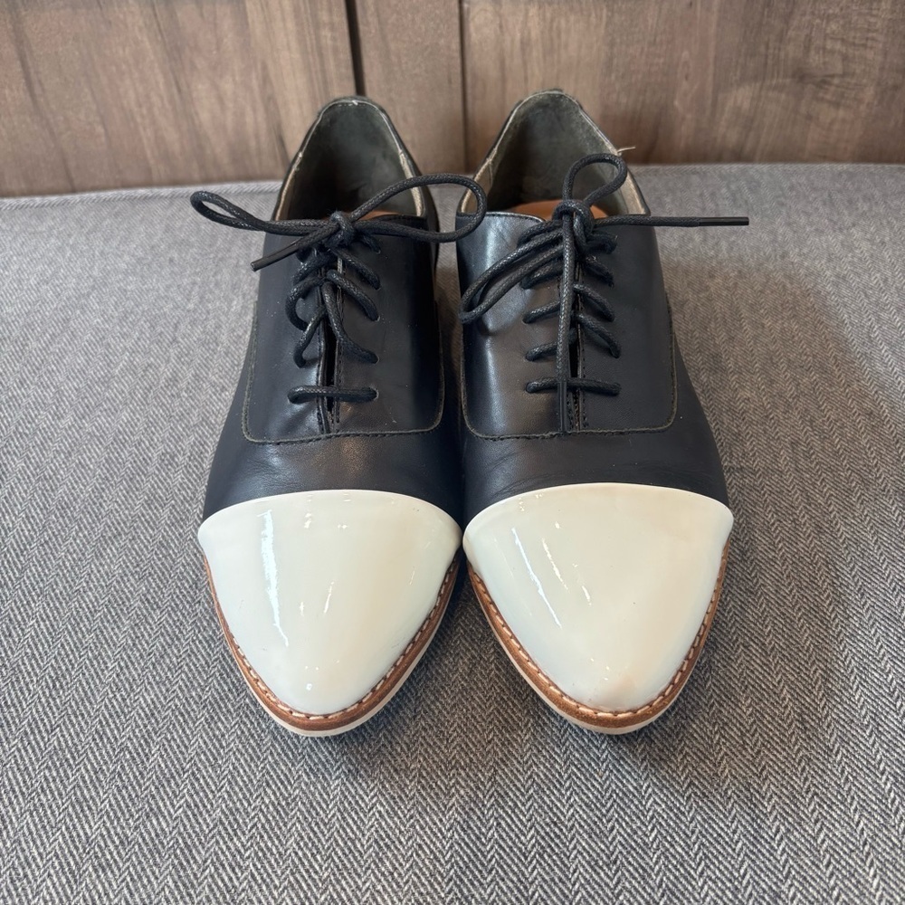 Rollie Women’s 6 Madison Oxford Derby Shoes Lace Up Black White - Picture 3 of 14